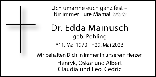 Traueranzeige von Edda Mainusch von Tagesspiegel