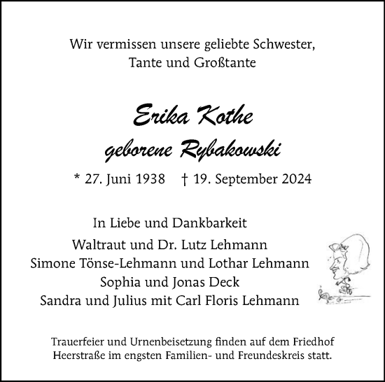 Traueranzeige von Erika Kothe von Tagesspiegel