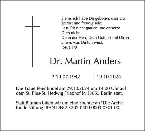 Traueranzeige von Martin Anders von Tagesspiegel