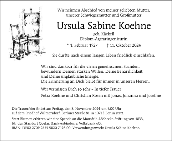 Traueranzeige von Ursula Sabine Koehne von Tagesspiegel