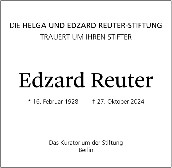 Traueranzeige von Edzard Reuter von Tagesspiegel