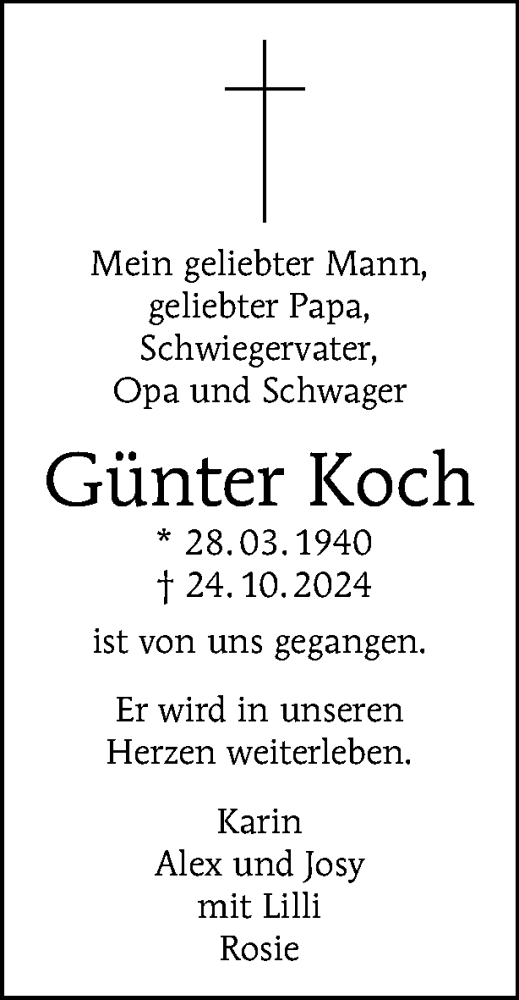 Traueranzeige von Günter Koch von Tagesspiegel