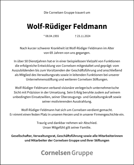 Traueranzeige von Wolf-Rüdiger Feldmann von Tagesspiegel