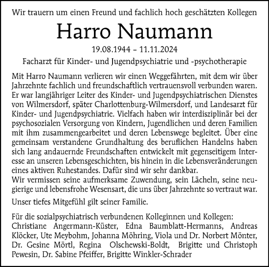 Traueranzeige von Harro Naumann von Tagesspiegel