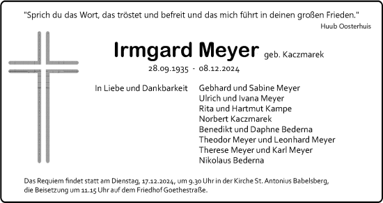 Traueranzeige von Irmgard Meyer von Tagesspiegel