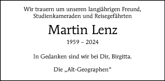 Traueranzeige von Martin Lenz von Tagesspiegel