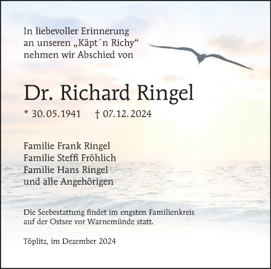 Traueranzeige von Richard Ringel von Tagesspiegel