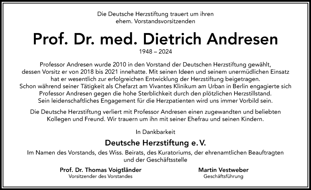  Traueranzeige für Dietrich Andresen vom 27.04.2024 aus Tagesspiegel