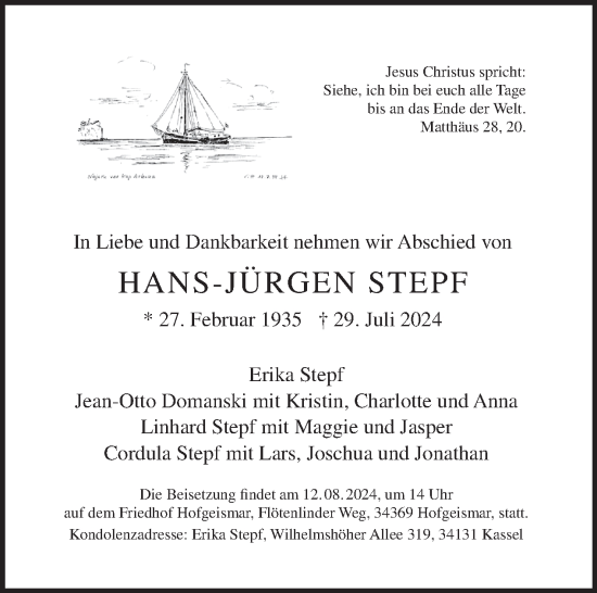 Traueranzeige von Hans-Jürgen Stepf von Tagesspiegel