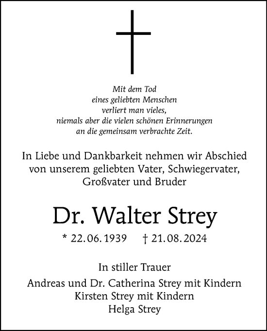 Traueranzeige von Walter Strey von Tagesspiegel