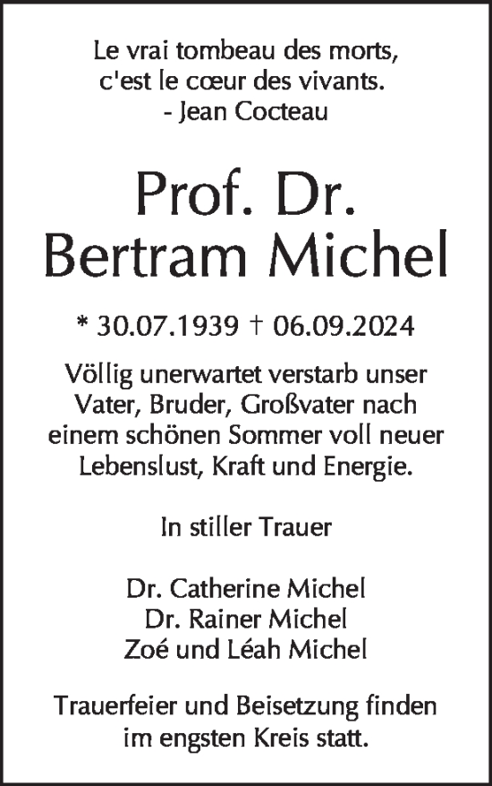 Traueranzeige von Bertram Michel von Tagesspiegel