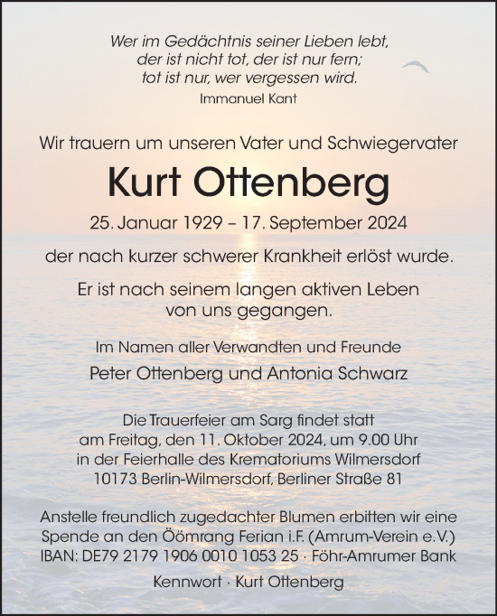 Traueranzeige von Kurt Ottenberg von Tagesspiegel