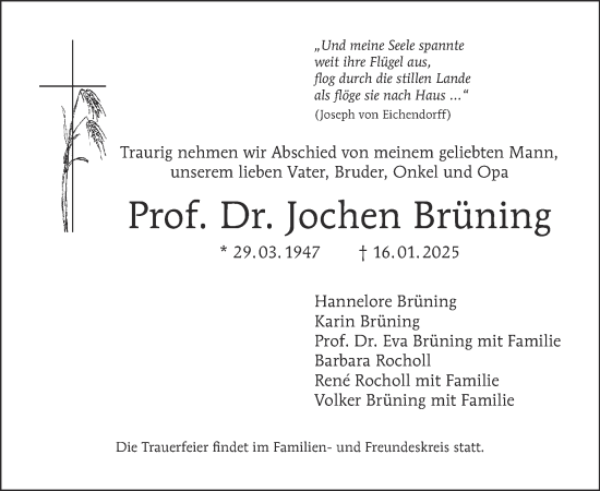 Traueranzeige von Jochen Brüning von Tagesspiegel