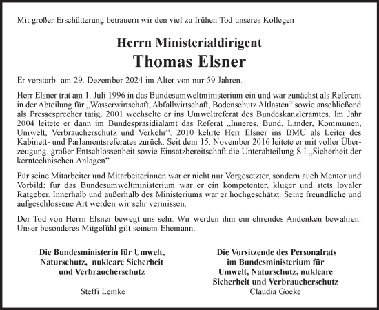 Traueranzeige von Thomas Elsner von Tagesspiegel