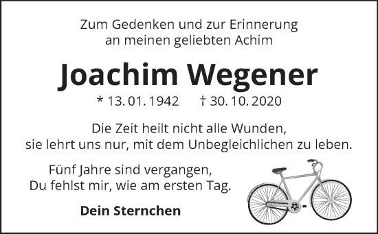 Traueranzeige von Joachim Wegener von Tagesspiegel