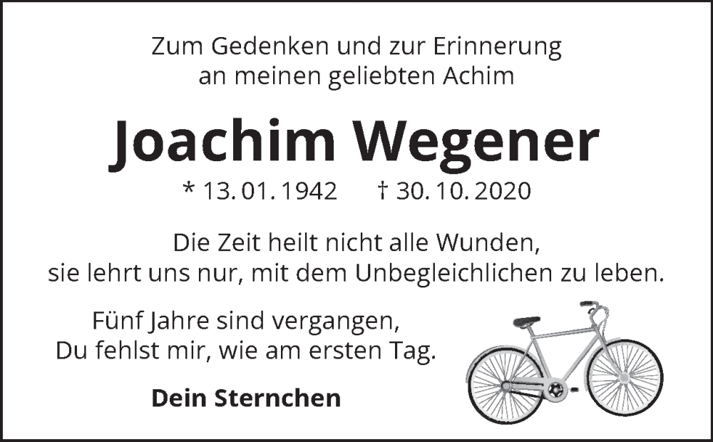  Traueranzeige für Joachim Wegener vom 01.11.2025 aus Tagesspiegel
