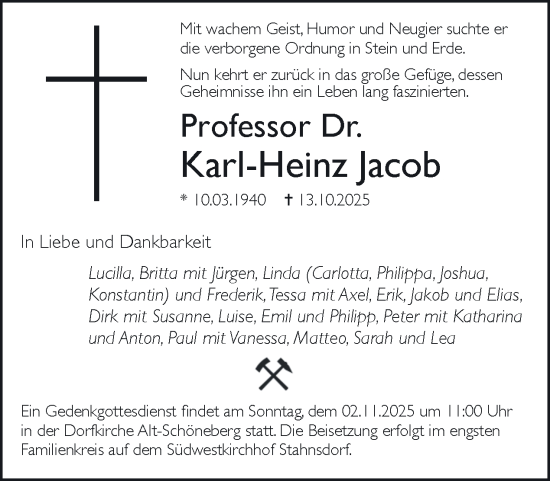 Traueranzeige von Karl-Heinz Jacob von Tagesspiegel