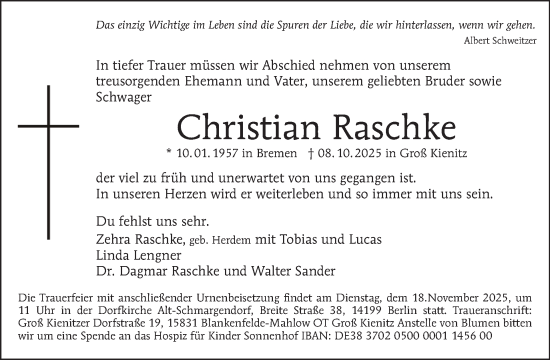 Traueranzeige von Christian Raschke 