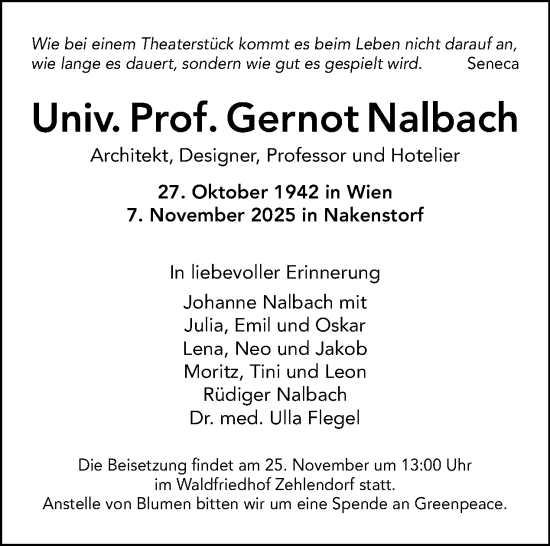 Traueranzeige von Gernot Nalbach von Tagesspiegel