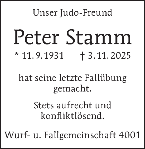 Traueranzeige von Peter Stamm von Tagesspiegel