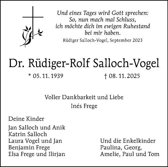 Traueranzeige von Rüdiger-Rolf Salloch-Vogel von Tagesspiegel