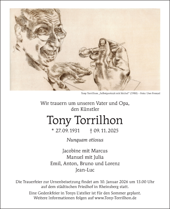 Traueranzeige von Tony Torrilhon von Tagesspiegel