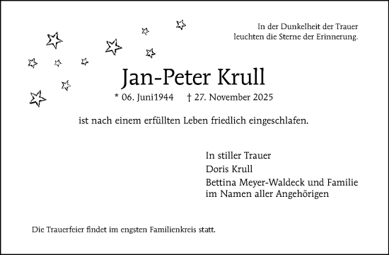 Traueranzeige von Jan-Peter Krull von Tagesspiegel