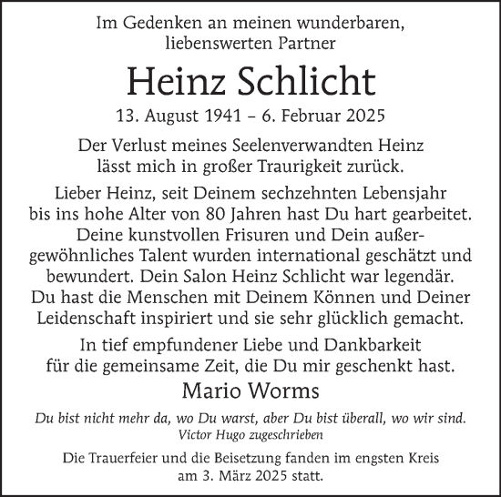 Traueranzeige von Heinz Schlicht von Tagesspiegel