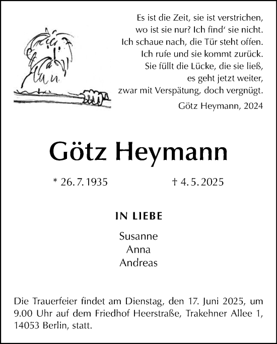 Traueranzeige von Götz Heymann von Tagesspiegel