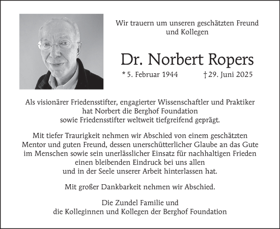 Traueranzeige von Norbert Ropers von Tagesspiegel