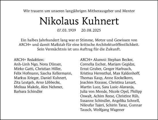 Traueranzeige von Nikolaus Kuhnert von Tagesspiegel