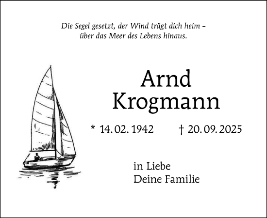 Traueranzeige von Arnd Krogmann von Tagesspiegel