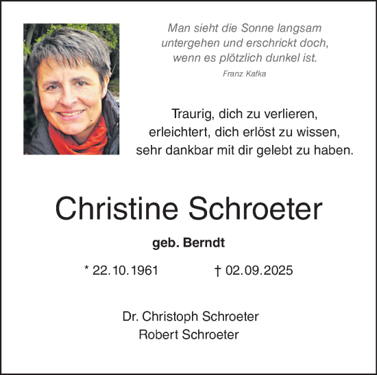 Traueranzeige von Christine Schroeter von Tagesspiegel