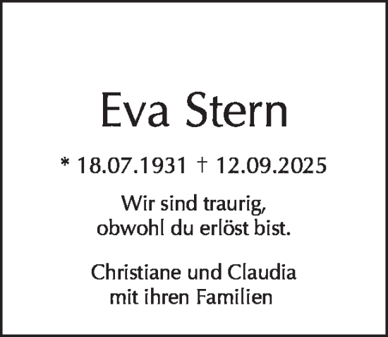 Traueranzeige von Eva Stern von Tagesspiegel