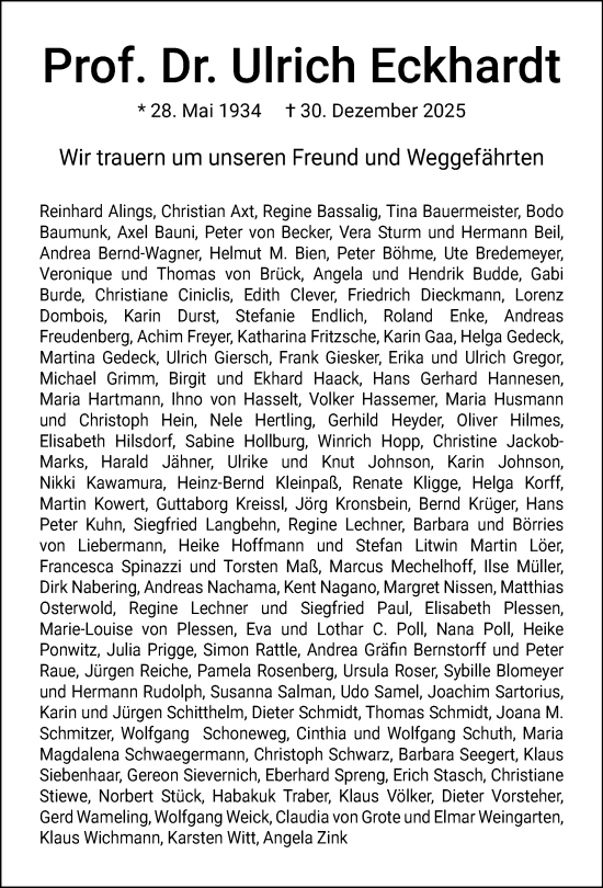Traueranzeige von Ulrich Eckhardt 