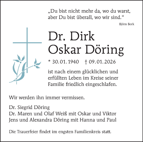 Traueranzeige von Dirk Oskar Döring von Tagesspiegel