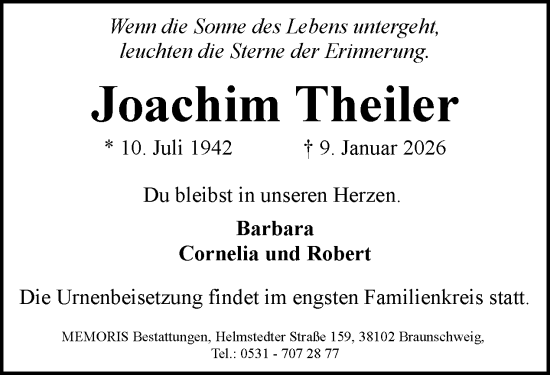 Traueranzeige von Joachim Theiler von Tagesspiegel
