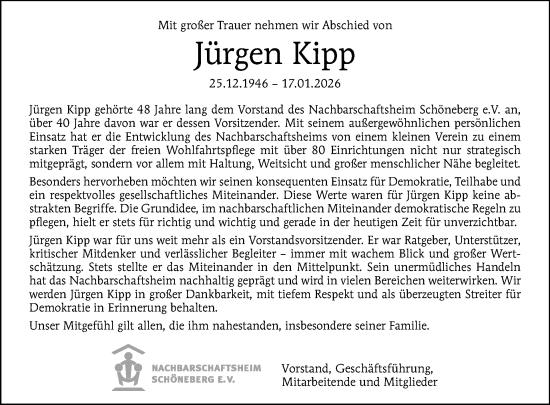 Traueranzeige von Jürgen Kipp von Tagesspiegel