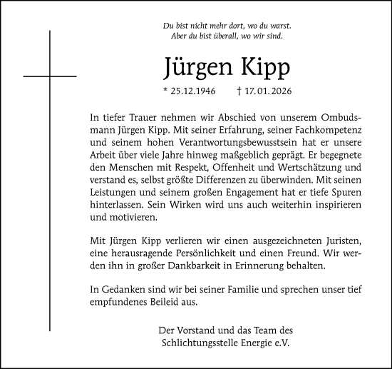 Traueranzeige von Jürgen Kipp von Tagesspiegel