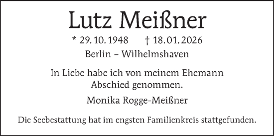 Traueranzeige von Lutz Meißner von Tagesspiegel