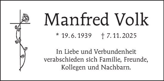 Traueranzeige von Manfred Volk von Tagesspiegel