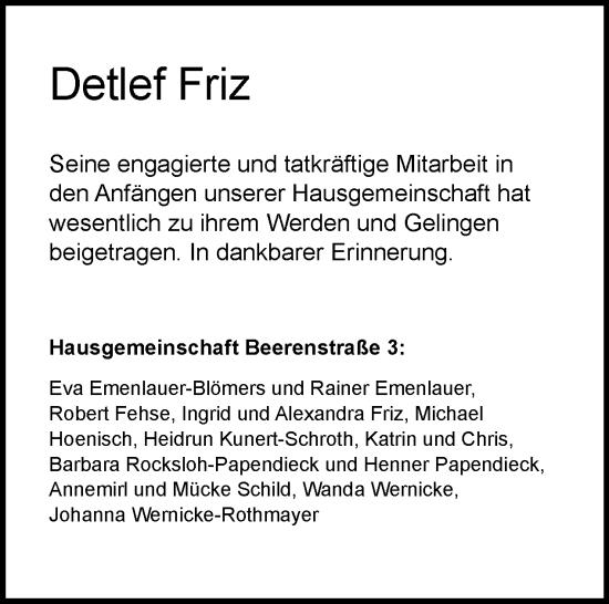 Traueranzeige von Detlef Friz von Tagesspiegel