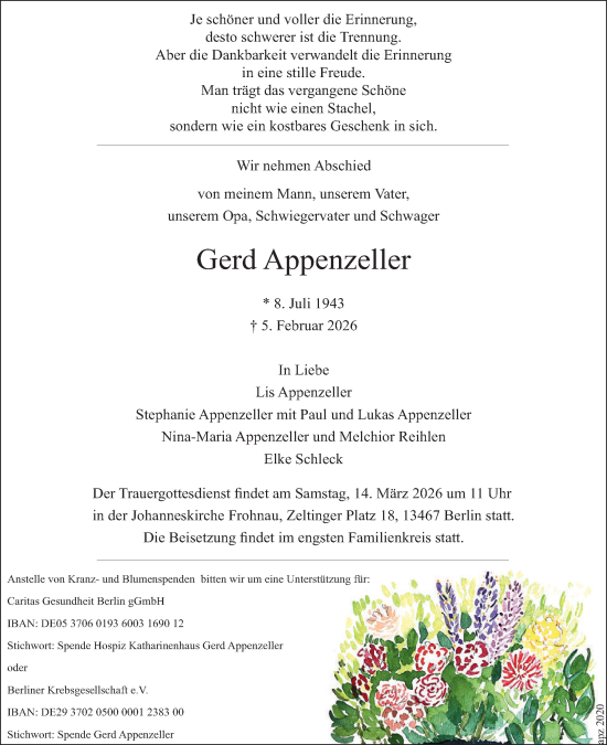 Traueranzeige von Gerd Appenzeller von Tagesspiegel
