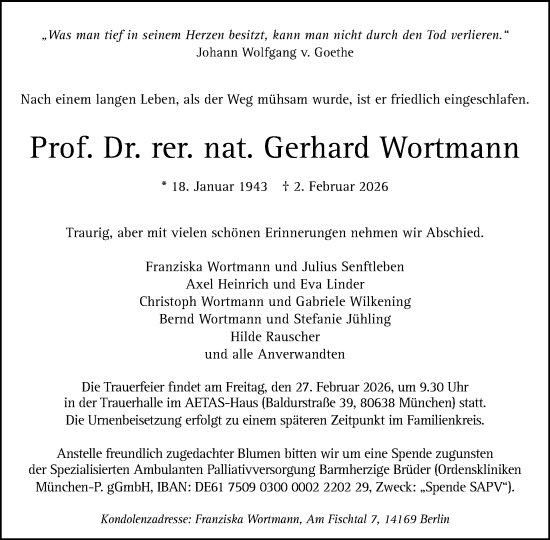 Traueranzeige von Gerhard Wortmann von Tagesspiegel
