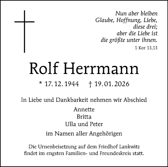 Traueranzeige von Rolf Herrmann von Tagesspiegel